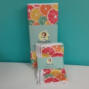 The Sloppy Chef, Drying Mats and Dish Cloths, Citrus Design, 2 Mats and 6 Cloths